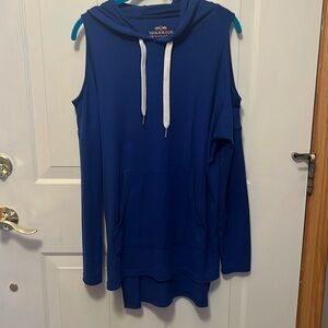 Warrior by Danica Patrick blue cold shouldered hoodie.